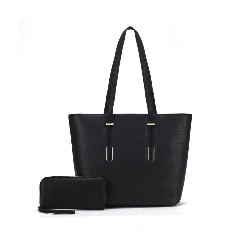 Mkfcollection Mina Tote Bag And Wallet Set Vegan Leather Designer Handbag sold by Zulily
