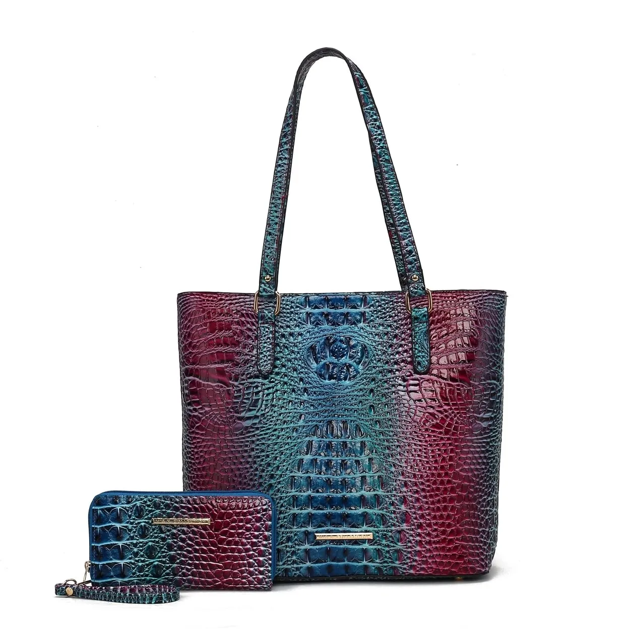 Mkfcollection Piper Gradient Croc Tote Bag Vegan Leather Designer Handbag sold by Zulily product image thumbnail 4