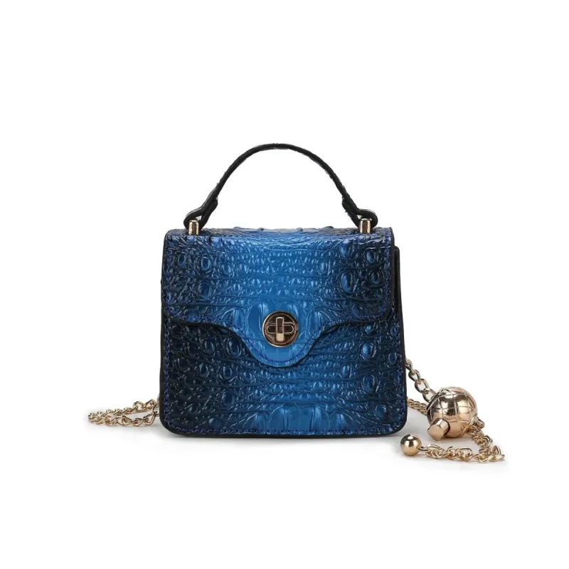 Mkfcollection Luxe CrocEmbossed Mini Satchel Vegan Leather Designer Handbag sold by Zulily
