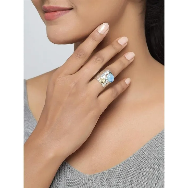 YS Gems Sterling Silver Rainbow Moonstone Gemstone Free Size Ring sold by Zulily product image thumbnail 5