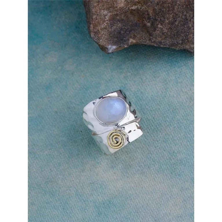 YS Gems Sterling Silver Rainbow Moonstone Gemstone Free Size Ring sold by Zulily product image thumbnail 2