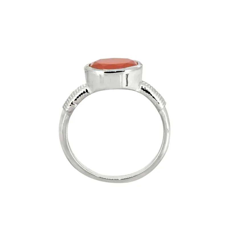 YS Gems Sterling Silver Carnelian Textured Ring sold by Zulily