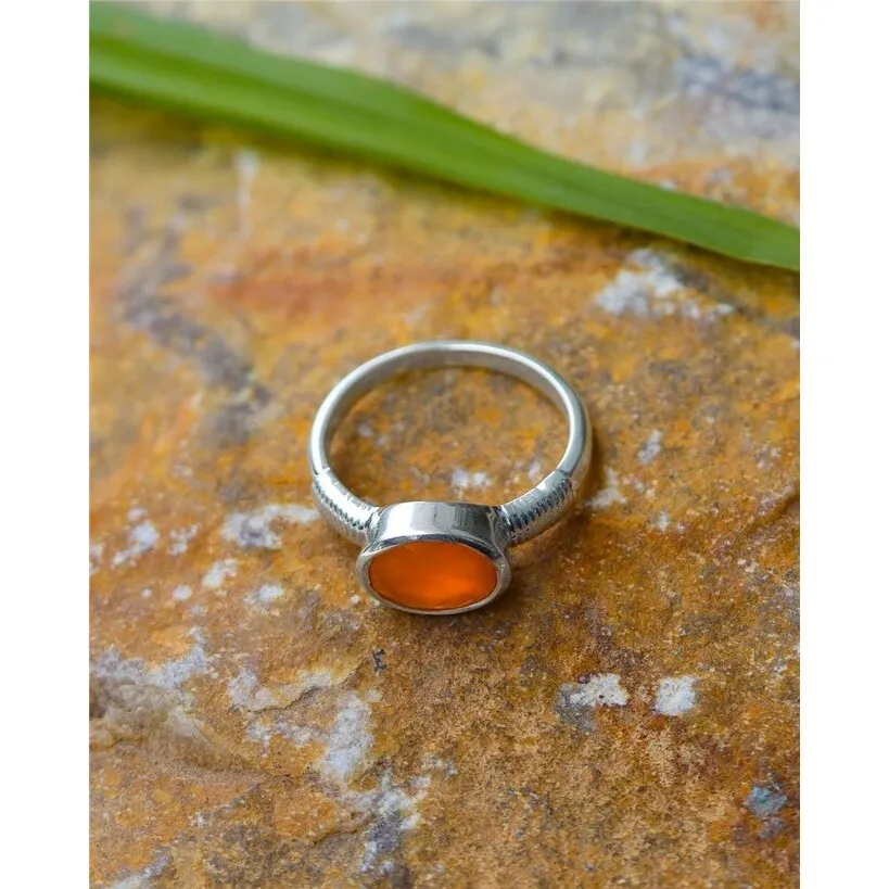 YS Gems Sterling Silver Carnelian Textured Ring sold by Zulily product image thumbnail 4