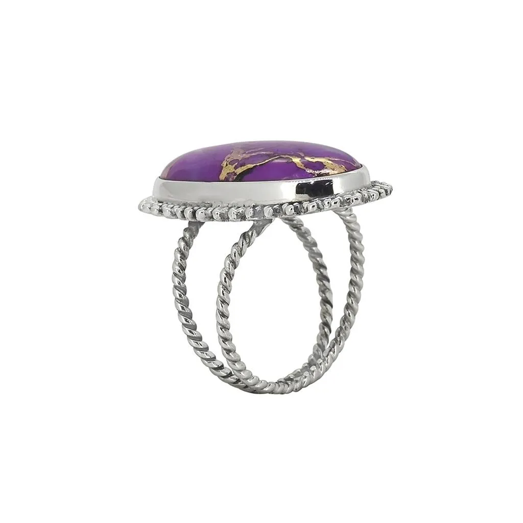 YS Gems Sterling Silver Purple Copper Turquoise Textured Ring sold by Zulily