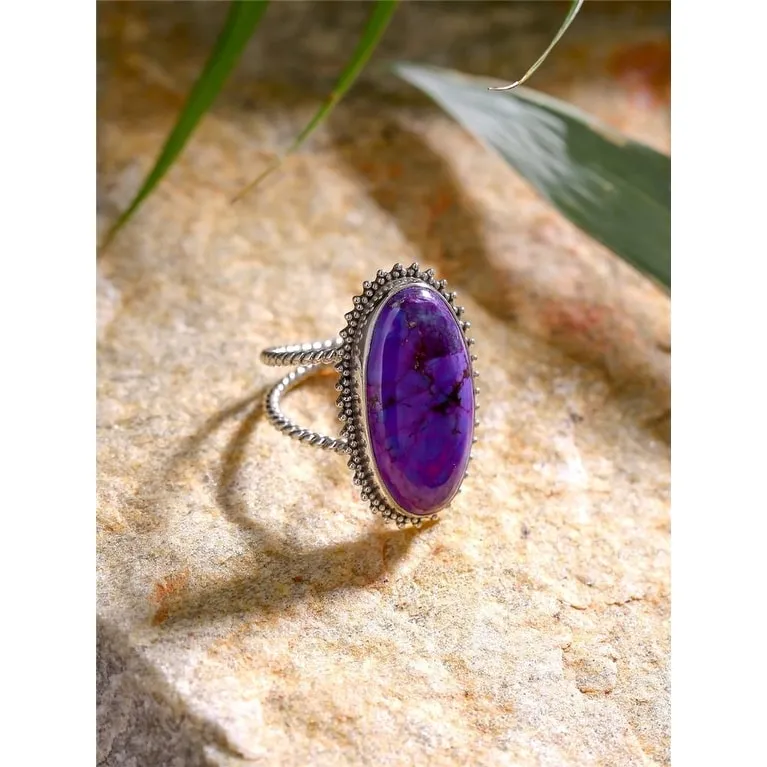 YS Gems Sterling Silver Purple Copper Turquoise Textured Ring sold by Zulily product image thumbnail 4