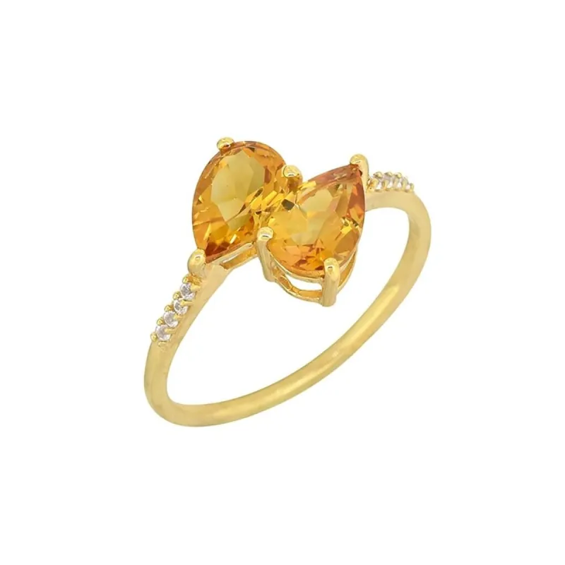 YS Gems Gold Plated Over Sterling Silver Citrine White Topaz Band Ring sold by Zulily