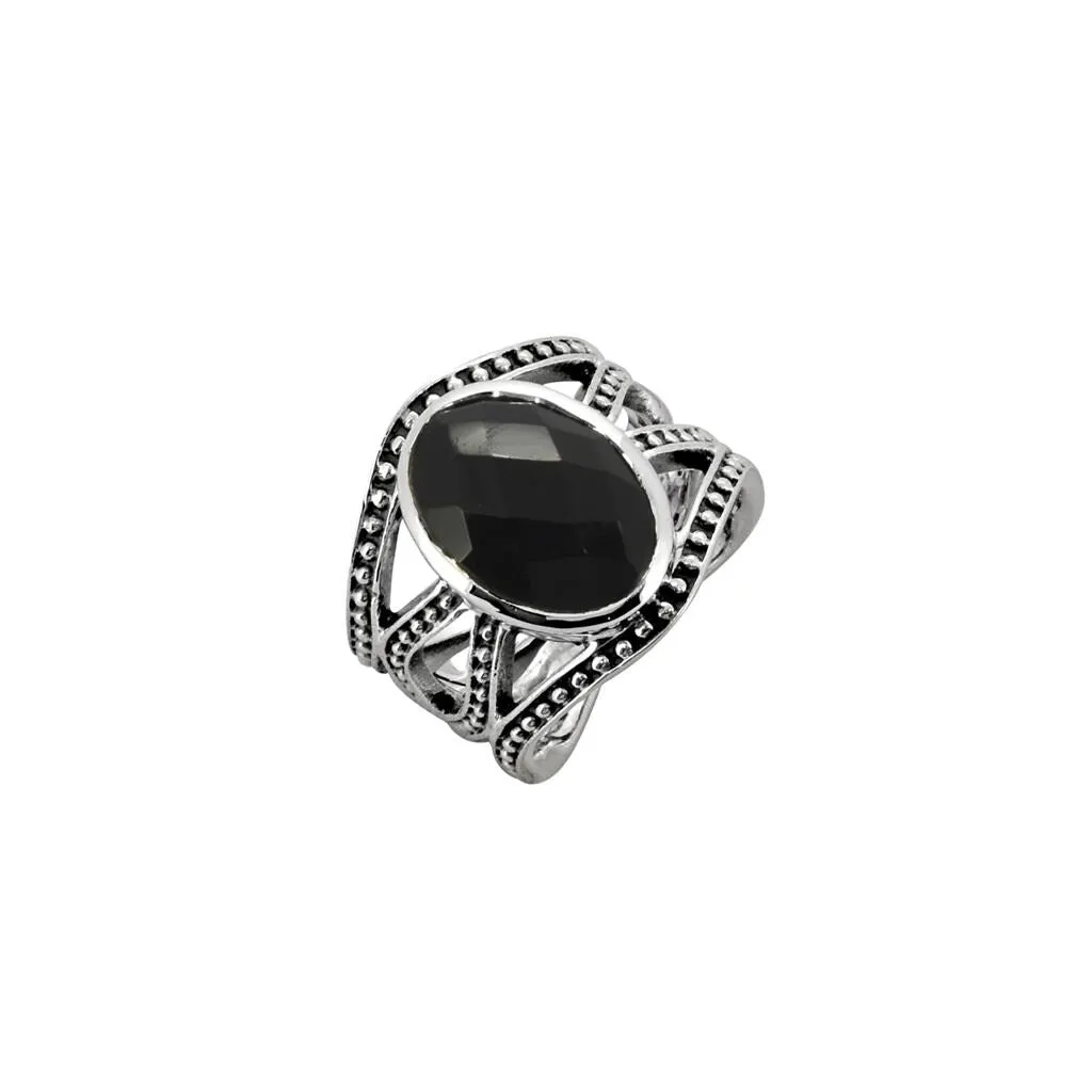 YS Gems Sterling Silver Black Onyx Oxidized Ring sold by Zulily
