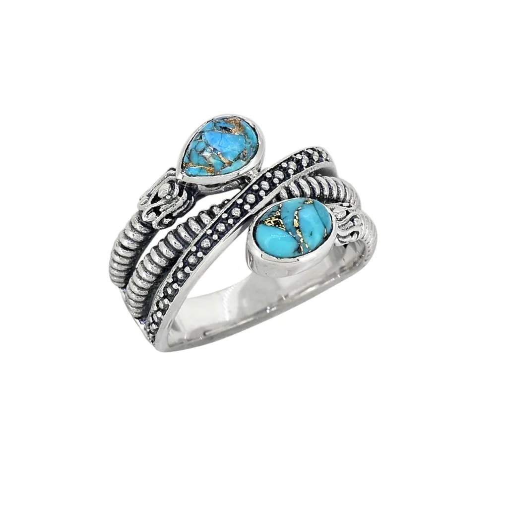 YS Gems Sterling Silver Blue Copper Turquoise Textured Ring sold by Zulily product image thumbnail 2