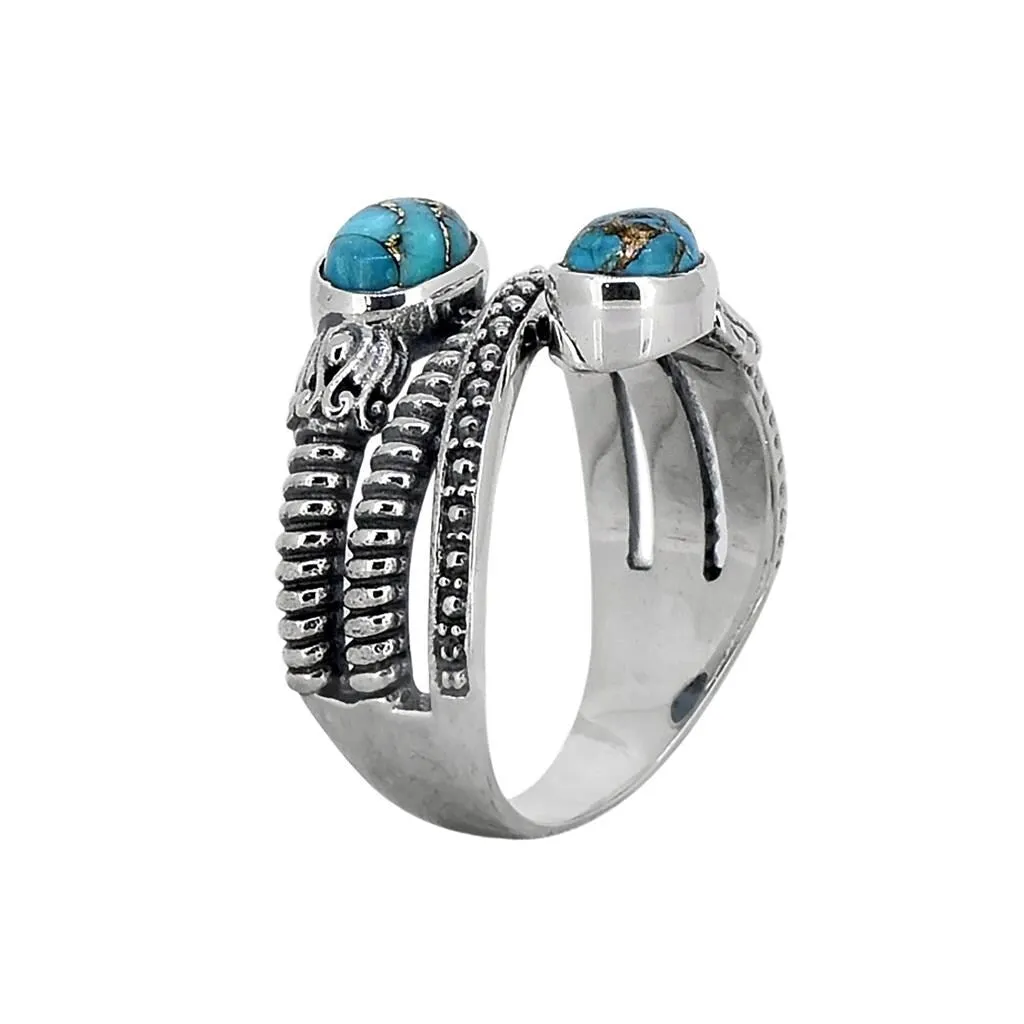 YS Gems Sterling Silver Blue Copper Turquoise Textured Ring sold by Zulily product image thumbnail 3