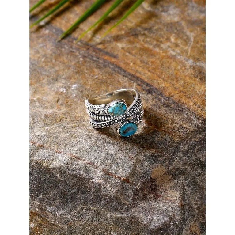 YS Gems Sterling Silver Blue Copper Turquoise Textured Ring sold by Zulily product image thumbnail 4