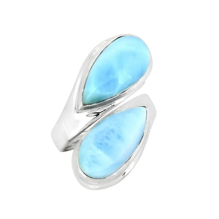 YS Gems Sterling Silver Natural Larimar Bypass Free Size Ring sold by Zulily product image thumbnail 3