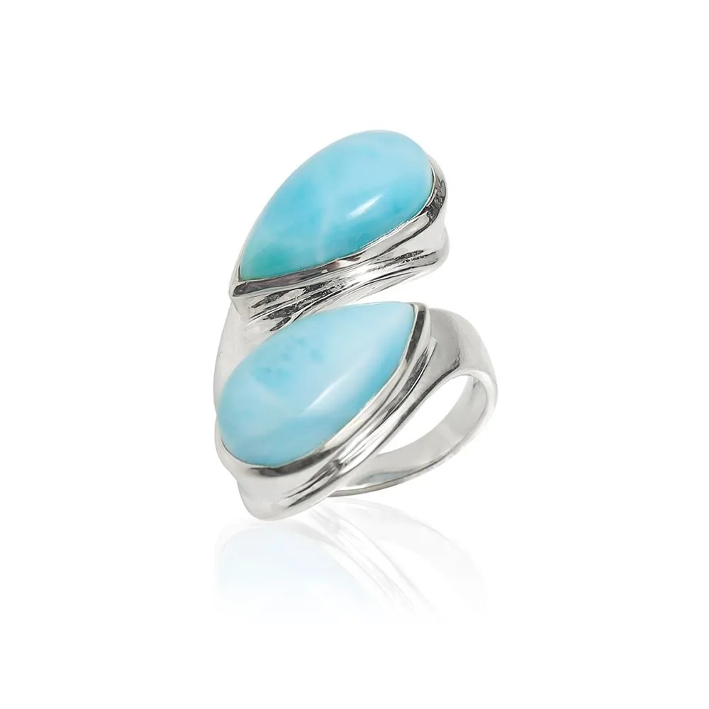 YS Gems Sterling Silver Natural Larimar Bypass Free Size Ring sold by Zulily product image thumbnail 5