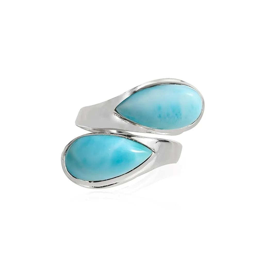 YS Gems Sterling Silver Natural Larimar Bypass Free Size Ring sold by Zulily product image thumbnail 2