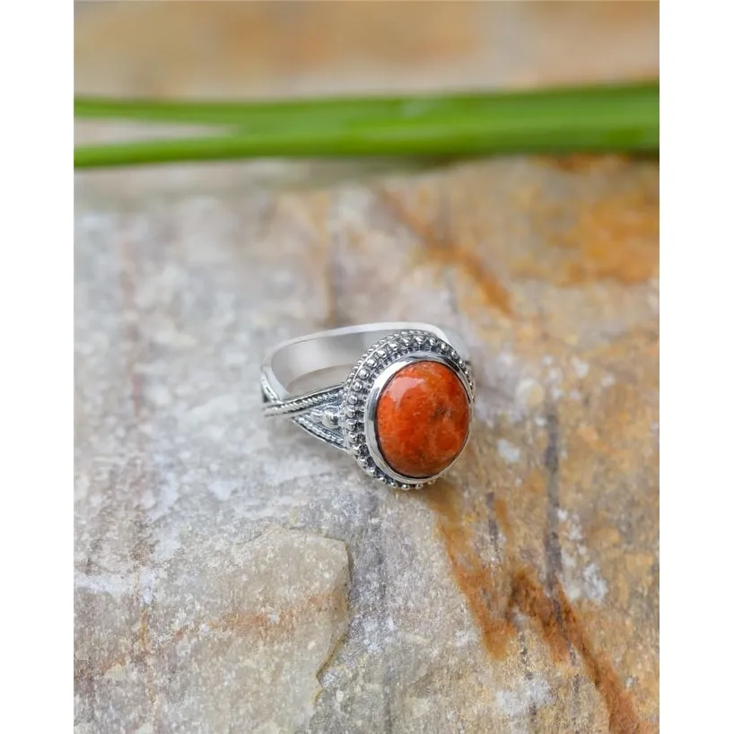 YS Gems Sterling Silver Orange Mohave Turquoise Oxidized Ring sold by Zulily product image thumbnail 4