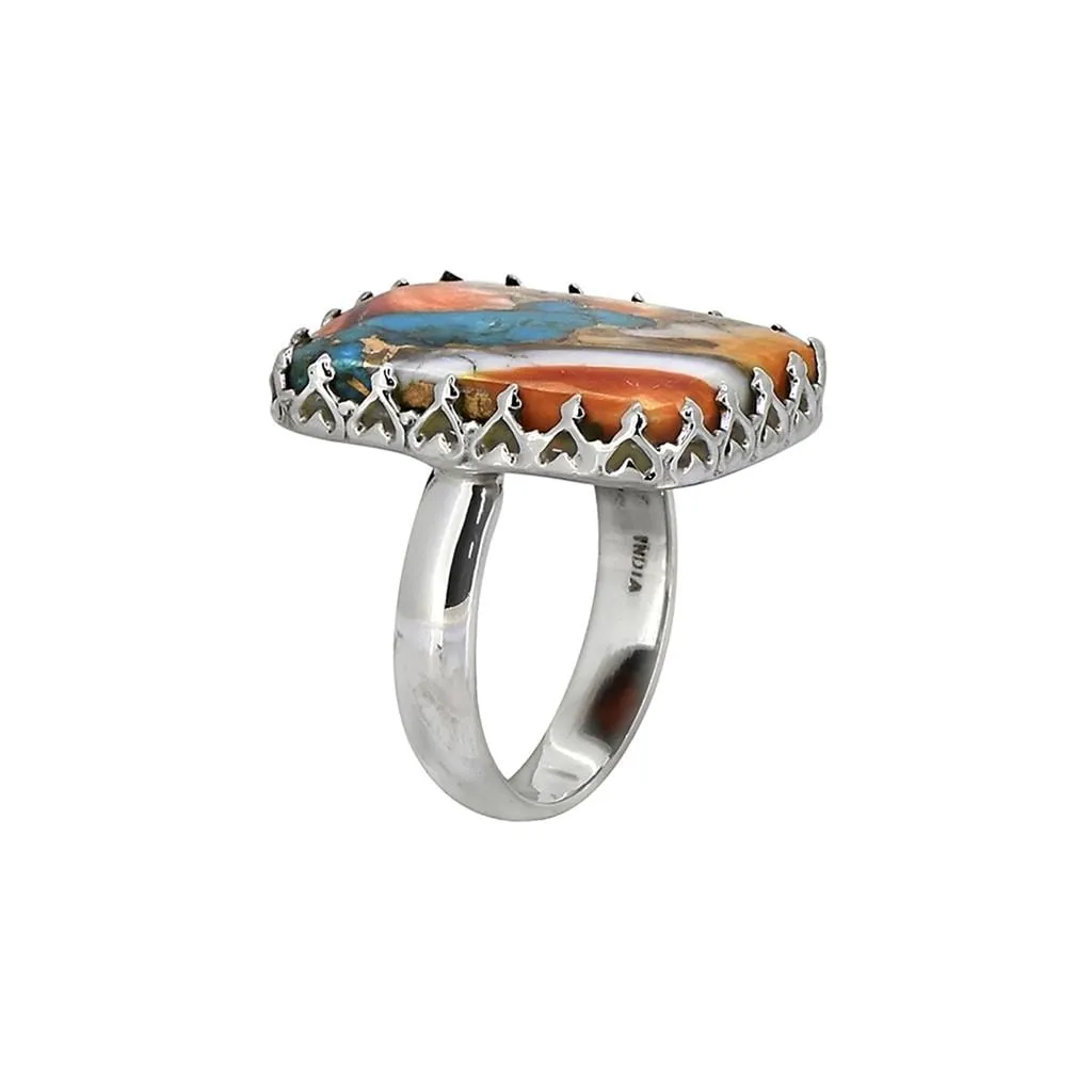 YS Gems Sterling Silver Multicolored Oyster Copper Turquoise Ring sold by Zulily