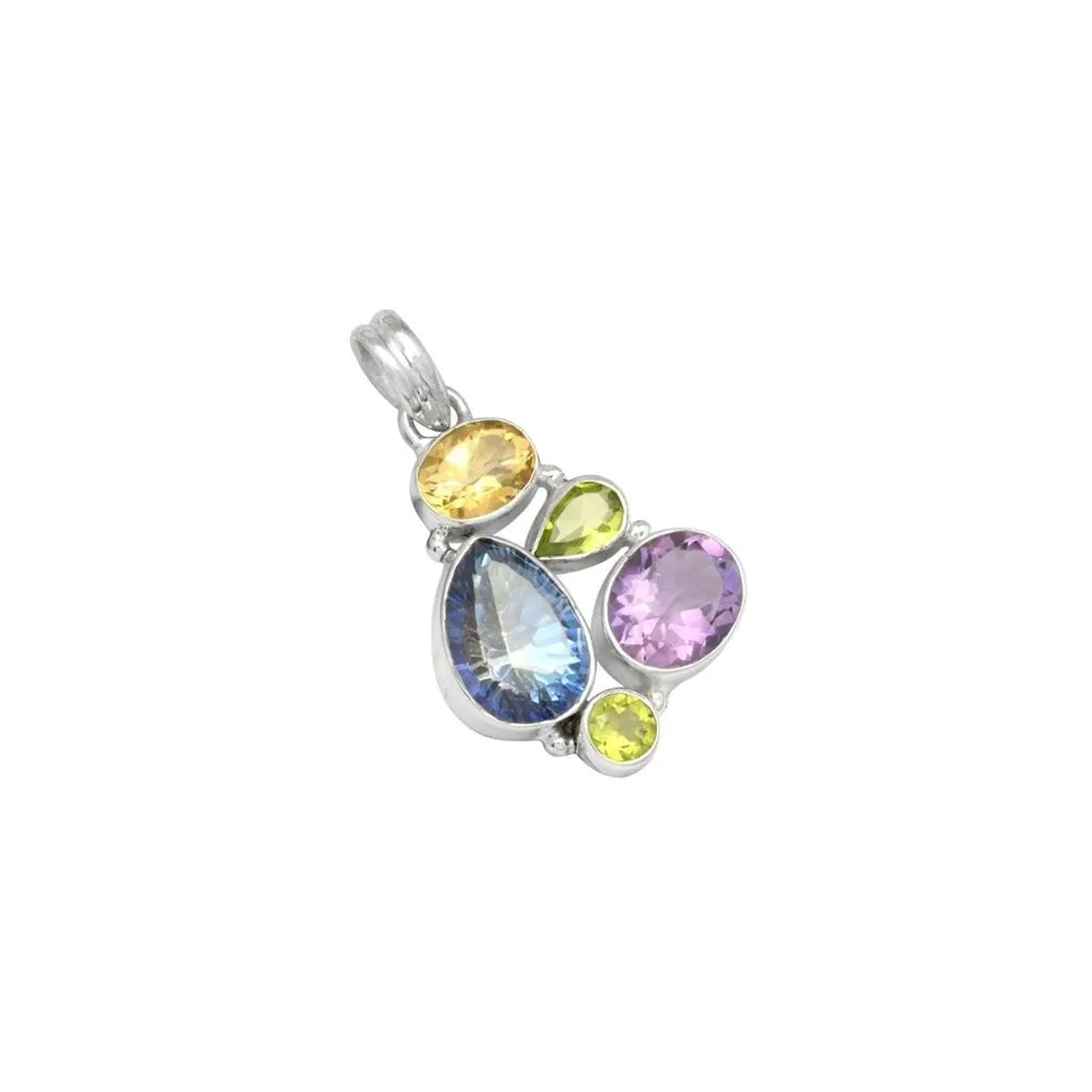 YS Gems Sterling Silver Multi Gemstone Pendant - 0.9 x 1.57 sold by Zulily