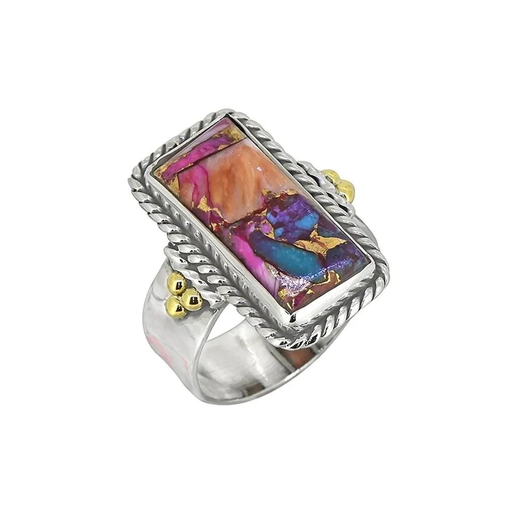 YS Gems Sterling Silver Pink Oyster Copper Turquoise Gemstone Ring sold by Zulily product image thumbnail 3