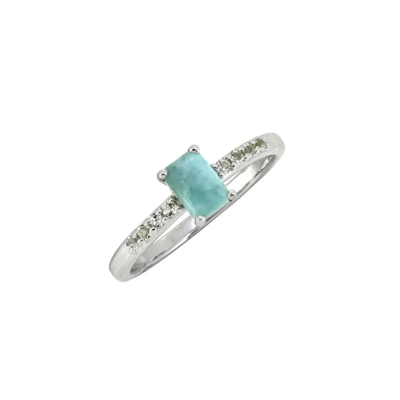 YS Gems Sterling Silver Natural Larimar Band Ring sold by Zulily