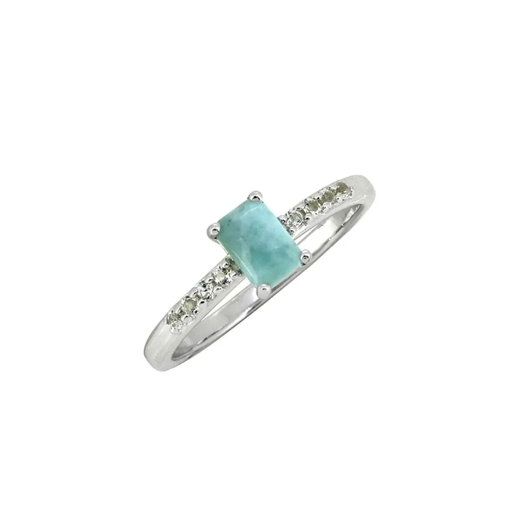 YS Gems Sterling Silver Natural Larimar Band Ring sold by Zulily
