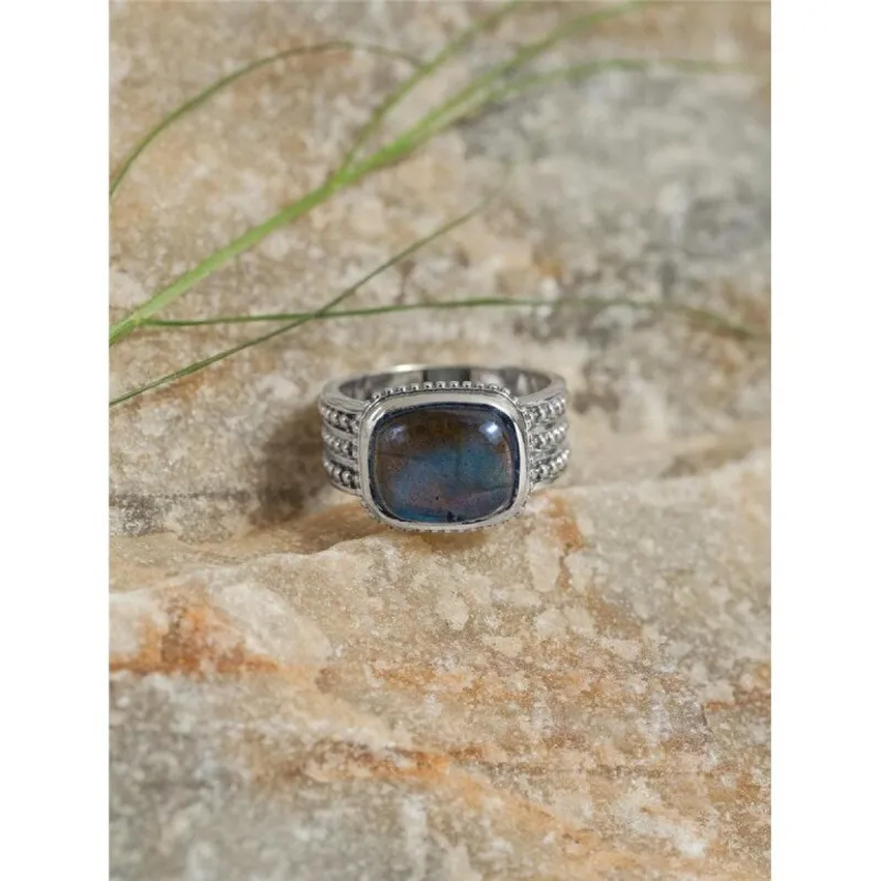 YS Gems Sterling Silver Labradorite Textured Ring sold by Zulily