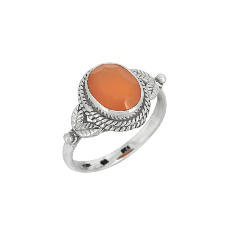 YS Gems Sterling Silver Carnelian Floral Ring sold by Zulily