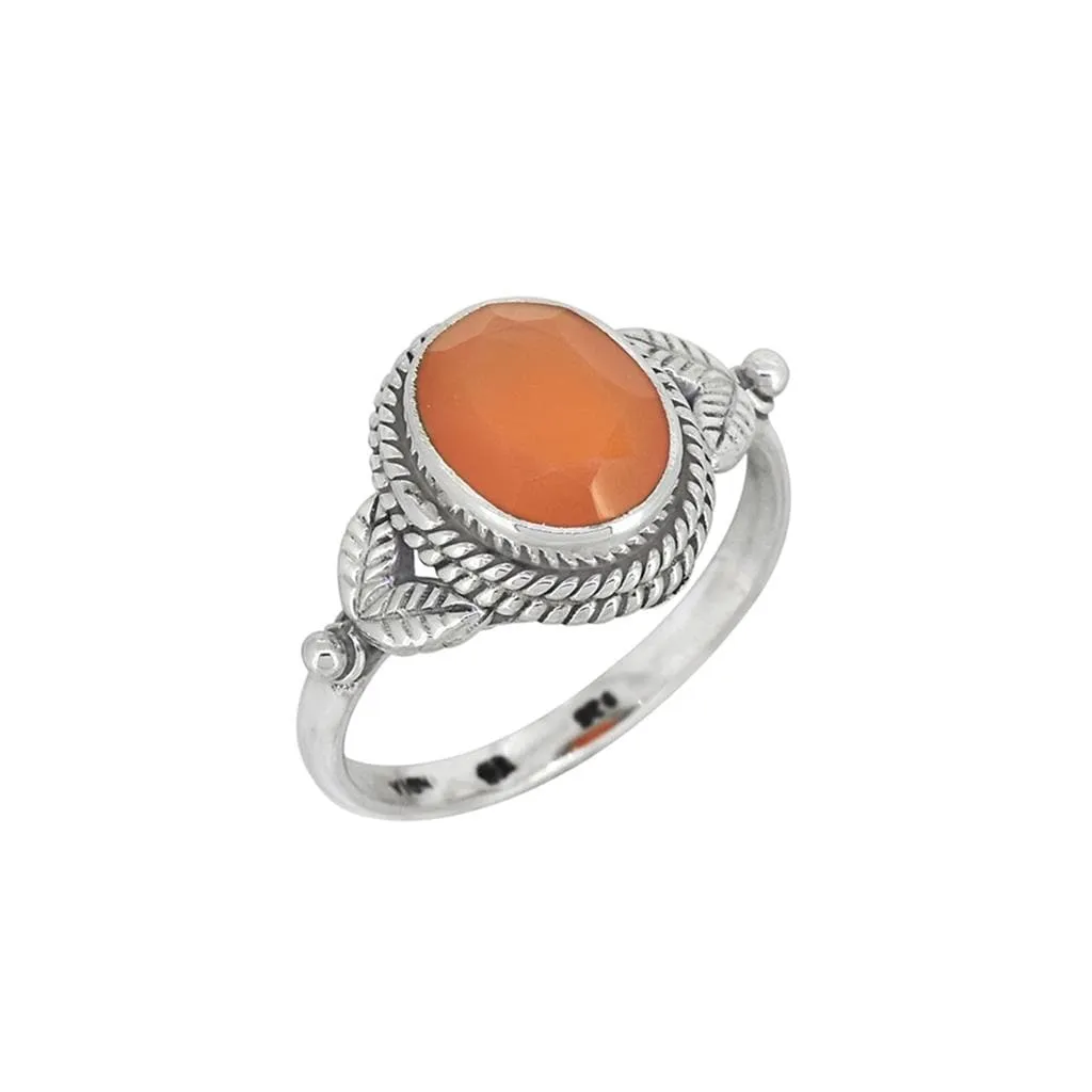 YS Gems Sterling Silver Carnelian Floral Ring sold by Zulily