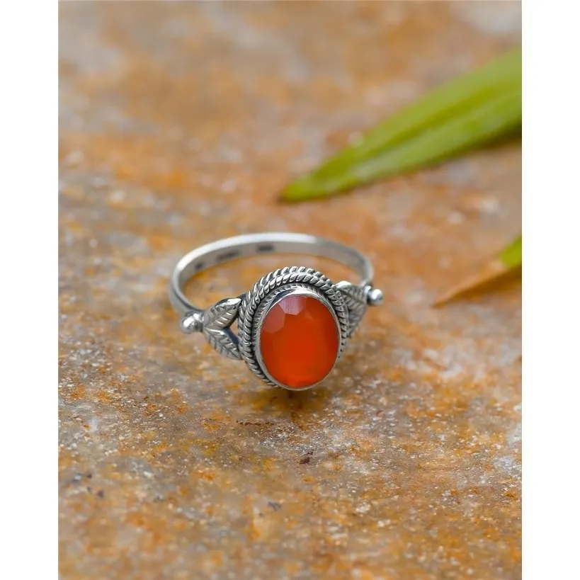 YS Gems Sterling Silver Carnelian Floral Ring sold by Zulily product image thumbnail 3