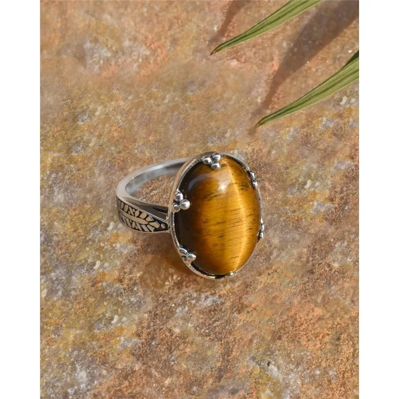 YS Gems Sterling Silver Oval Tiger Eye Ring sold by Zulily product image thumbnail 2