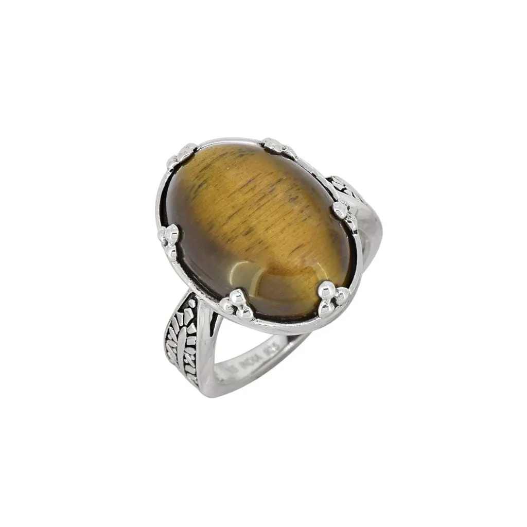 YS Gems Sterling Silver Oval Tiger Eye Ring sold by Zulily