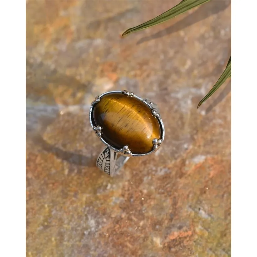 YS Gems Sterling Silver Oval Tiger Eye Ring sold by Zulily product image thumbnail 3