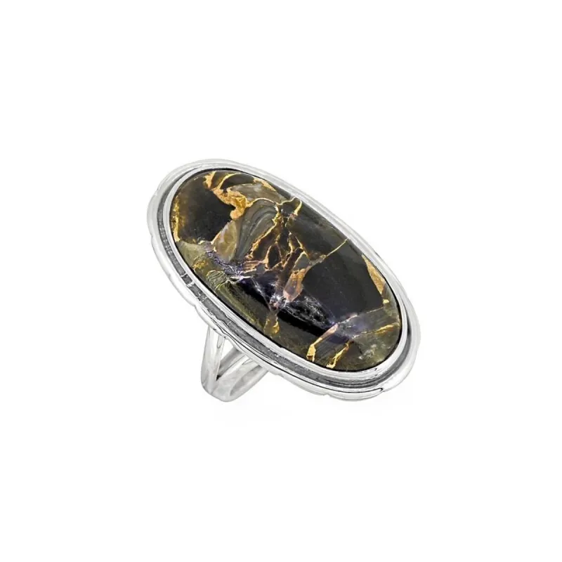 YS Gems Sterling Silver Black Copper Onyx Statement Ring sold by Zulily