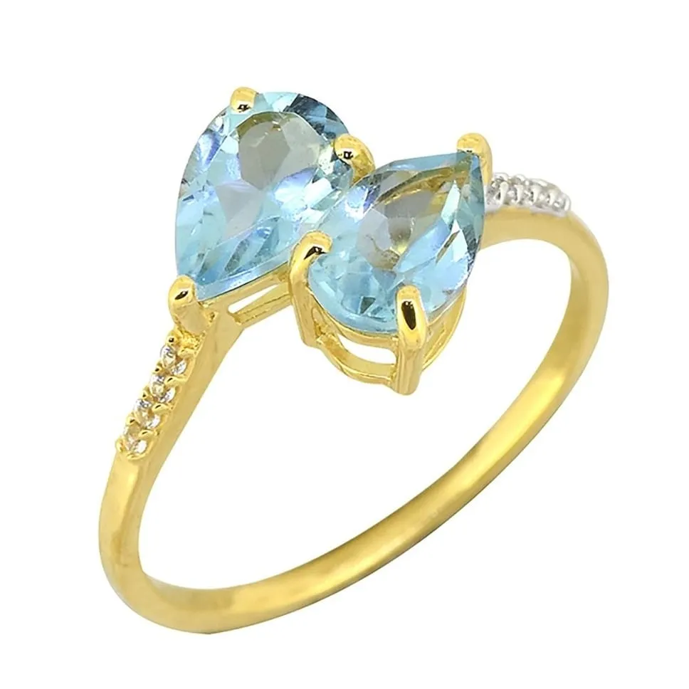YS Gems Gold Plated Over Sterling Silver Blue Topaz Gemstone Ring sold by Zulily