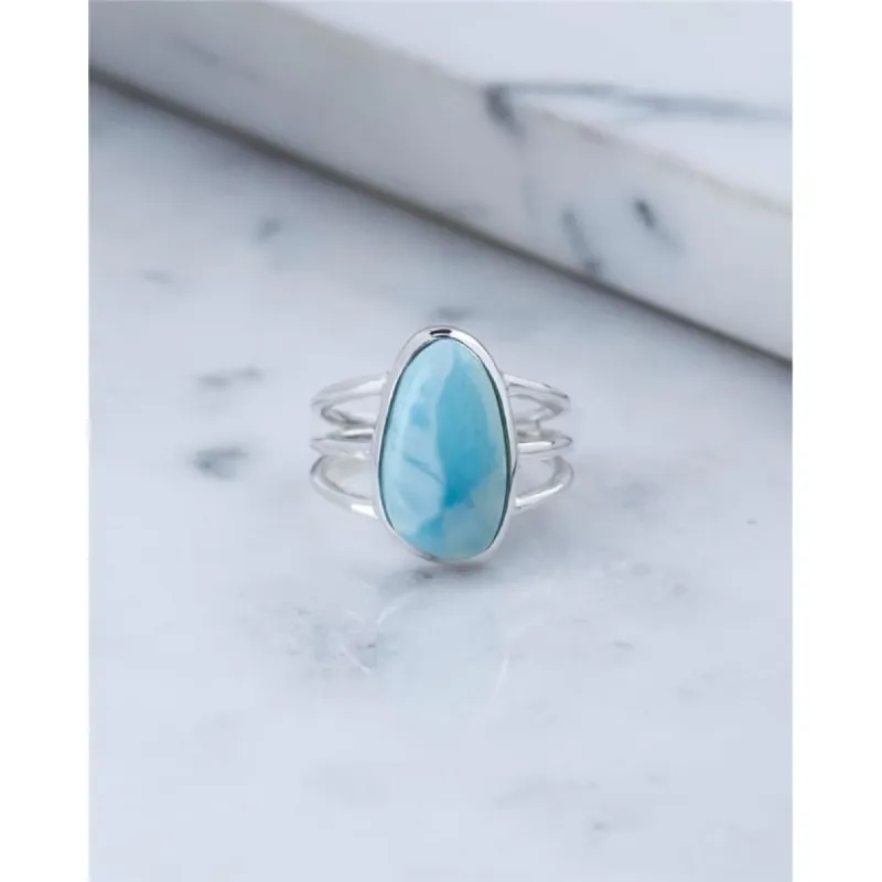 YS Gems Sterling Silver Natural Larimar Fancy Ring sold by Zulily
