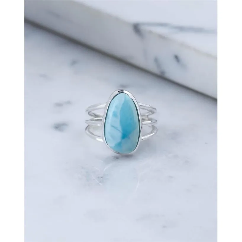YS Gems Sterling Silver Natural Larimar Fancy Ring sold by Zulily