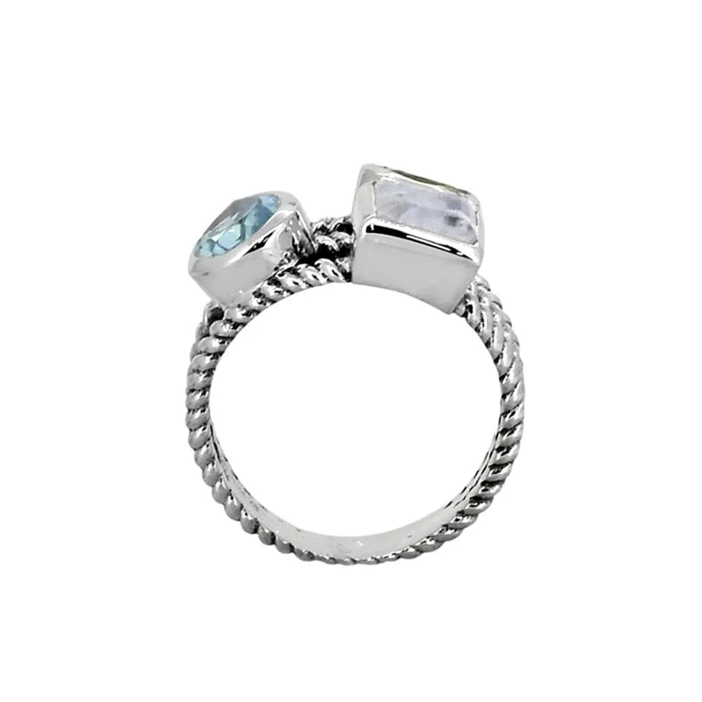 YS Gems Sterling Silver Blue Topaz Monnstone Rope Ring sold by Zulily product image thumbnail 2