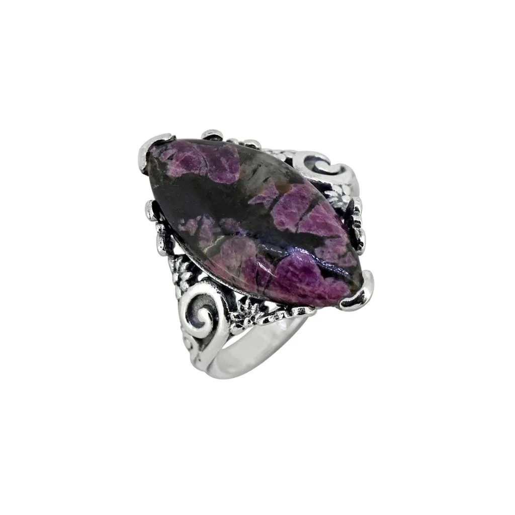 YS Gems Sterling Silver Eudolite Floral Scrollwork Ring sold by Zulily product image thumbnail 2