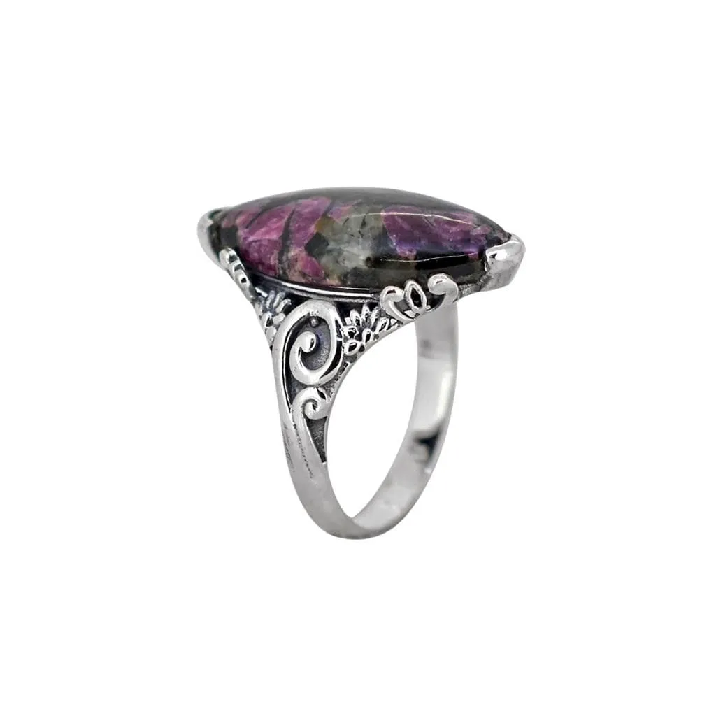 YS Gems Sterling Silver Eudolite Floral Scrollwork Ring sold by Zulily product image thumbnail 4