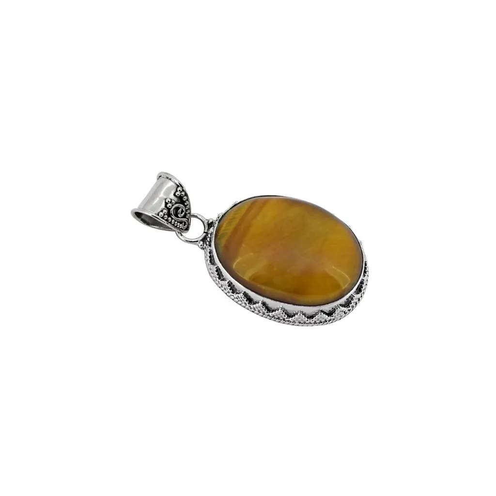 YS Gems Sterling Silver Tiger Eye Gemstone Pendant - 0.83 x 1.65 sold by Zulily