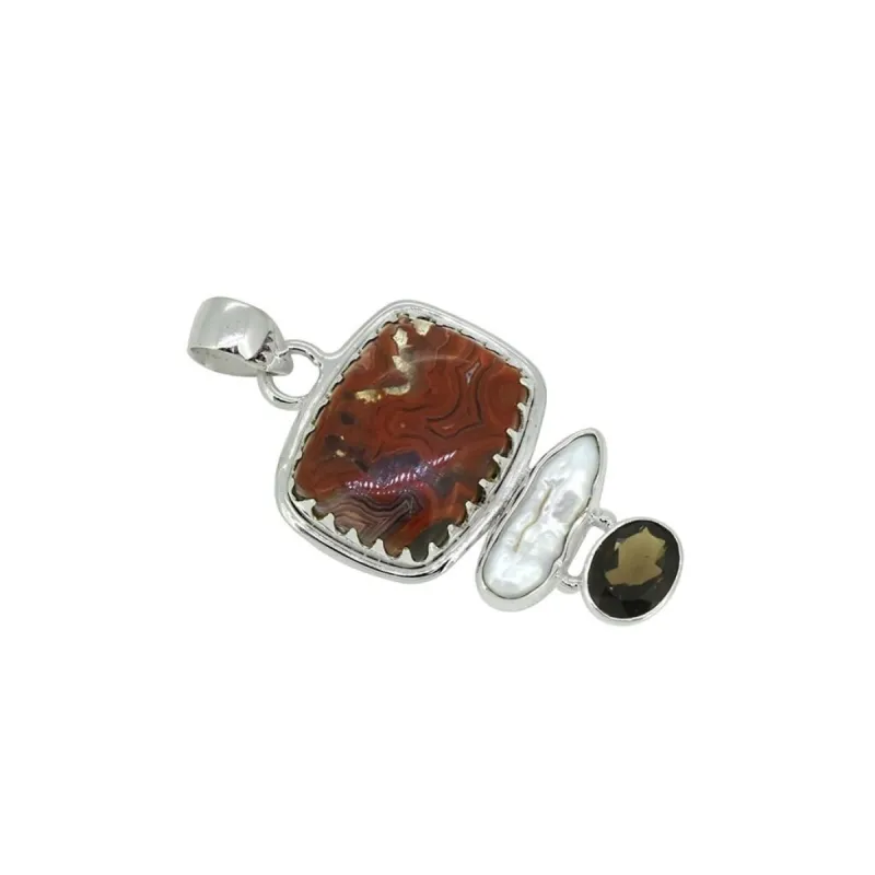 YS Gems Sterling Silver Crazy Lace Agate Pearl Gemstone Pendant - 0.91 x 1.85 sold by Zulily