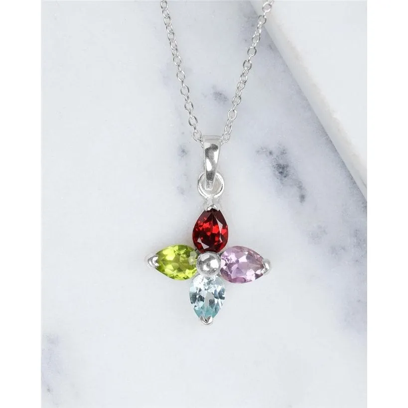 YS Gems Sterling Silver Multi Gemstones Cross Style Pendant - 0.66 x 1.1 sold by Zulily product image thumbnail 2