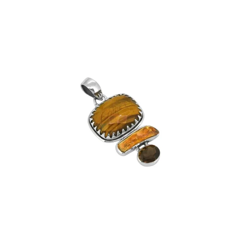 YS Gems Sterling Silver Tiger Eye Rough Citrine Gemstone Pendant - 0.91 x 1.85 sold by Zulily