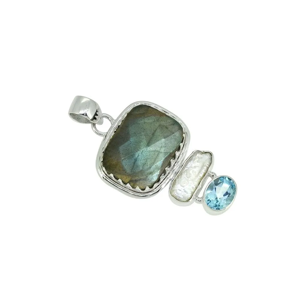 YS Gems Sterling Silver Labradorite Pearl Blue Topaz Gemstone Pendant - 0.91 x 1.81 sold by Zulily product image thumbnail 2