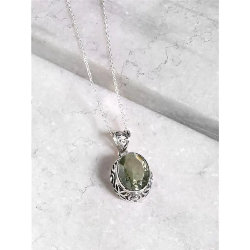 YS Gems Sterling Silver Green Amethyst Gemstone Pendant - 0.67 x 1.26 sold by Zulily