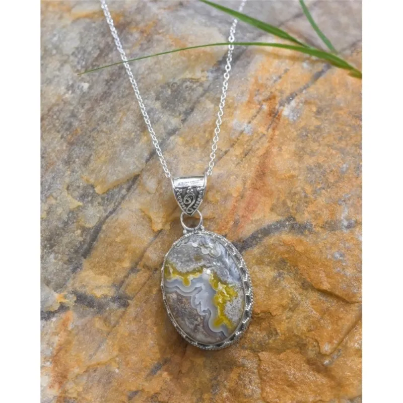 YS Gems Sterling Silver Crazy Lace Agate Gemstone Pendant - 0.83 x 1.65 sold by Zulily