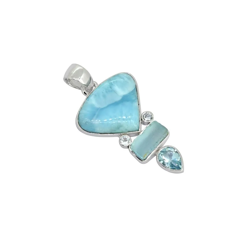 YS Gems Sterling Silver Larimar Blue Topaz Gemstone Pendant - 0.91 x 1.97 sold by Zulily