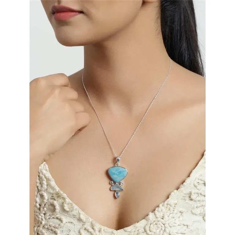 YS Gems Sterling Silver Larimar Blue Topaz Gemstone Pendant - 0.91 x 1.97 sold by Zulily product image thumbnail 3