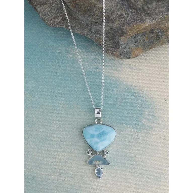 YS Gems Sterling Silver Larimar Blue Topaz Gemstone Pendant - 0.91 x 1.97 sold by Zulily product image thumbnail 2