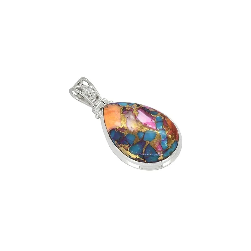 YS Gems Sterling Silver Pink Oyster Copper Turquoise Gemstone Pendant - 0.91 x 1.77 sold by Zulily