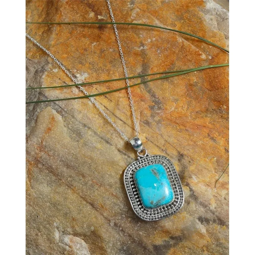 YS Gems Sterling Silver Blue Mohave Turquoise Gemstone Pendant - 0.98 x 1.65 sold by Zulily