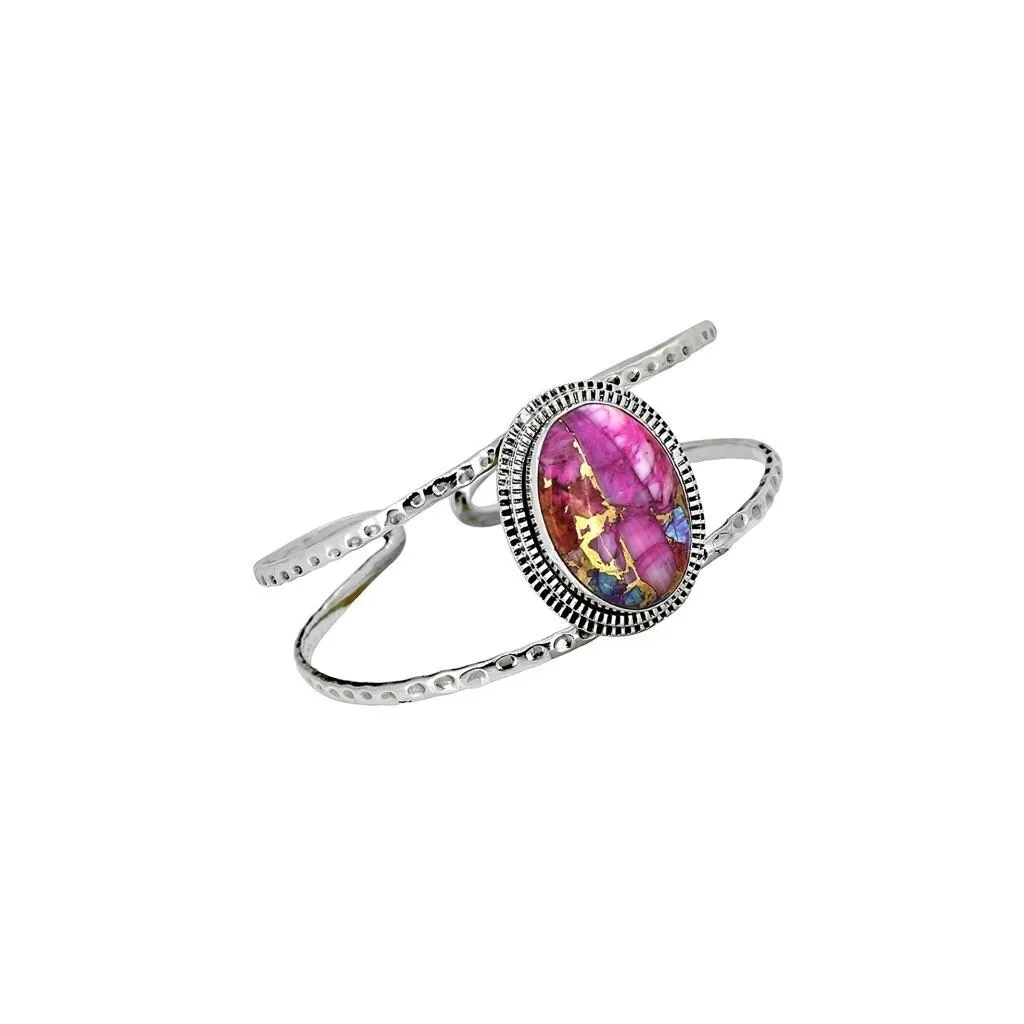 YS Gems Sterling Silver Pink Oyster Copper Turquoise Cuff Bracelet sold by Zulily product image thumbnail 2
